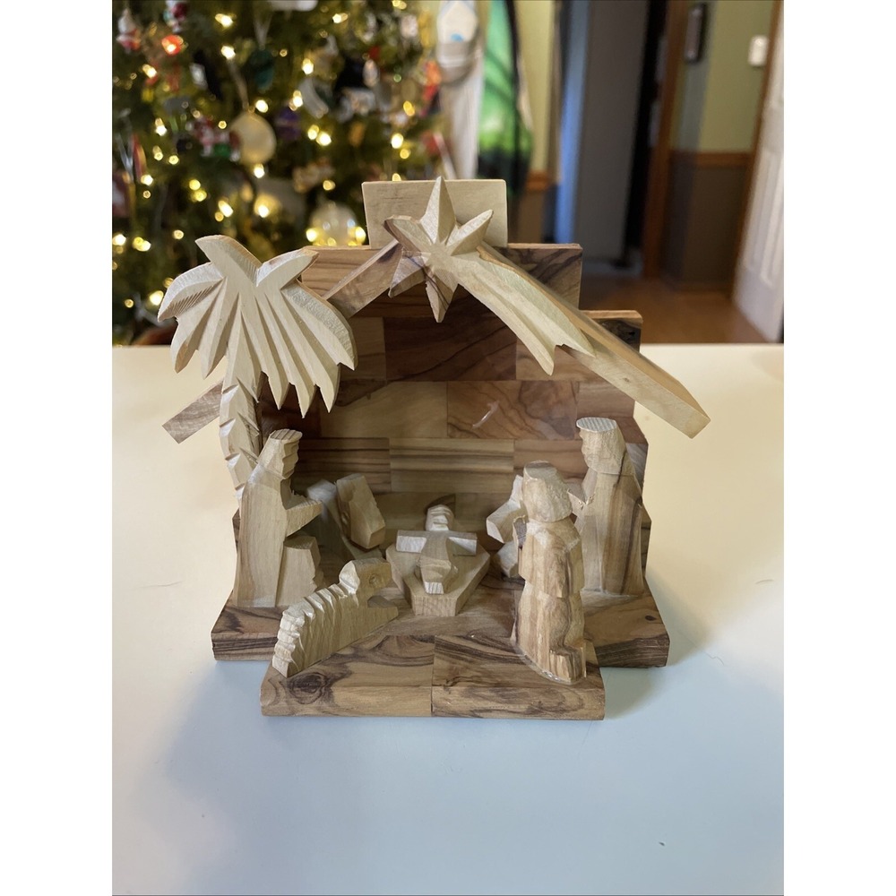 VINTAGE Hand-Carved Olive Wood Nativity Scene - Ten Thousand Villages